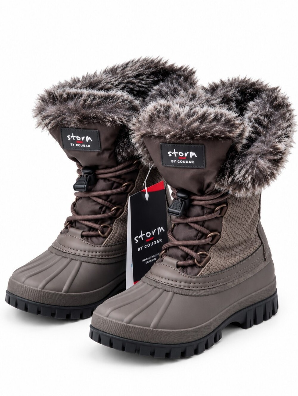 Storm by Cougar Women's Faux-Fur Trim Winter Boots in Brown